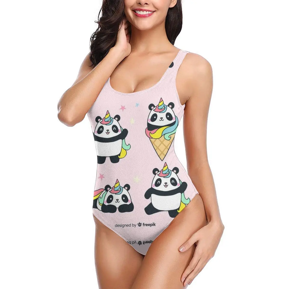 

Panda Racerback Active Swimsuit One Piece Lap Racing Bathing Sports Suits Backless Beachwear Bathing Suit Training Bikini