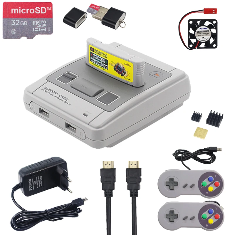 Ретро Флаг SUPERPIE CASE J пластиковая коробка для Raspberry Pi + SD карта 32 ГБ адаптер питания