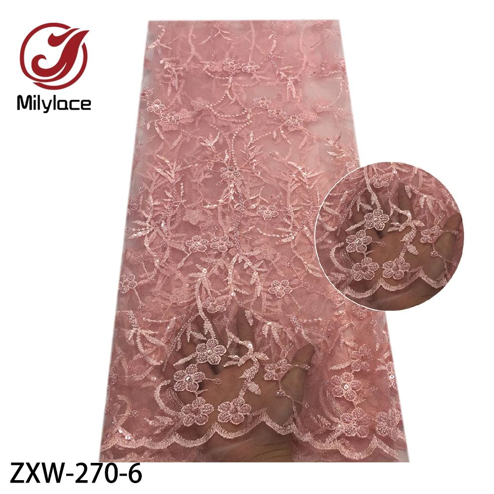 

2020 High Quality Embroidery Laces Hand Beaded Design for Wedding Party Dress 5 Yards Luxury Net Laces ZXW-270