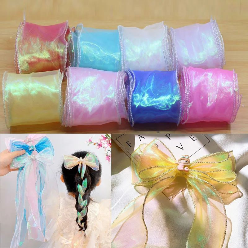 (1 м/лот) 80 мм летние шикарные резинки для волос из сетчатой пряжи с принтом