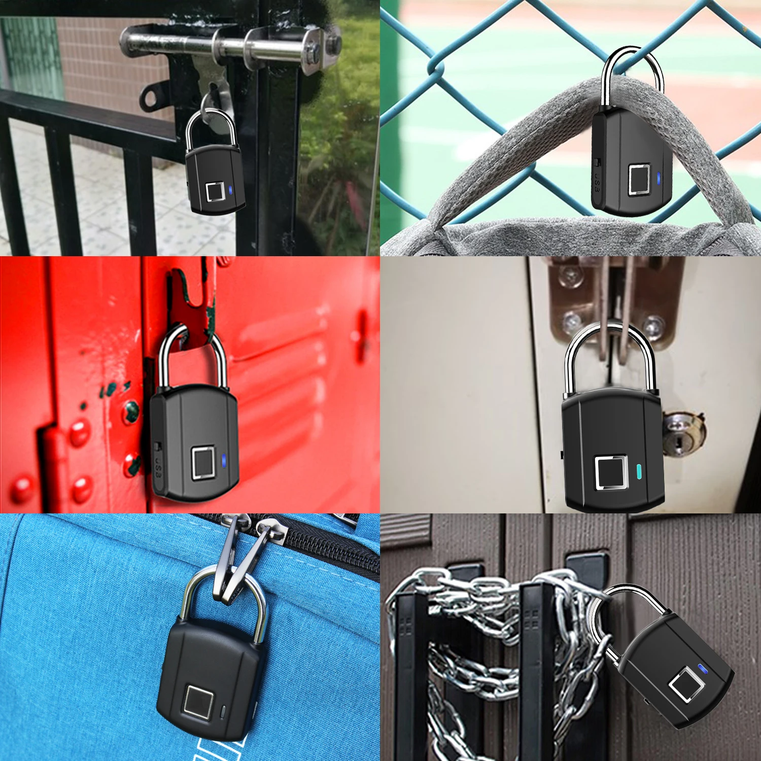 

BESDER Fingerprint Lock Keyless USB Rechargeable Door Lock Quick Unlock Metal waterproof Smart Padlock for Bag Drawer Suitcase