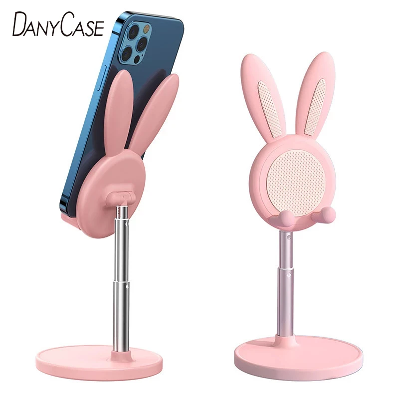 

Cute Bunny Adjustable Desk Phone Stand For iPhone 12 Pro Max Flexible Charge Bracket Metal Smart Phone Holder For Xiaomi Huawei