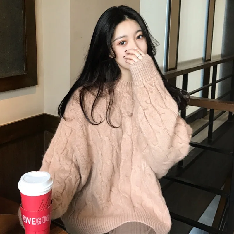 

Autumn and winter Korean version of the net red sweater new pullover V-neck sweater loose lazy wind long-sleeved shirt women