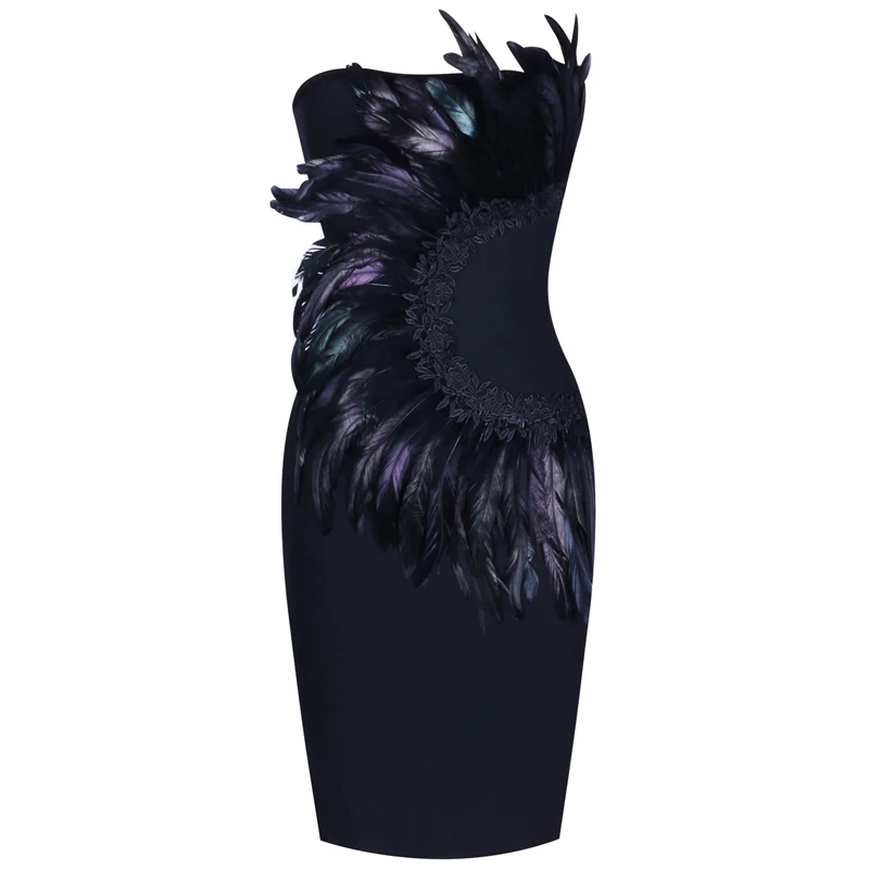 Женское летнее платье с оленем черное облегающее Бандажное без бретелек