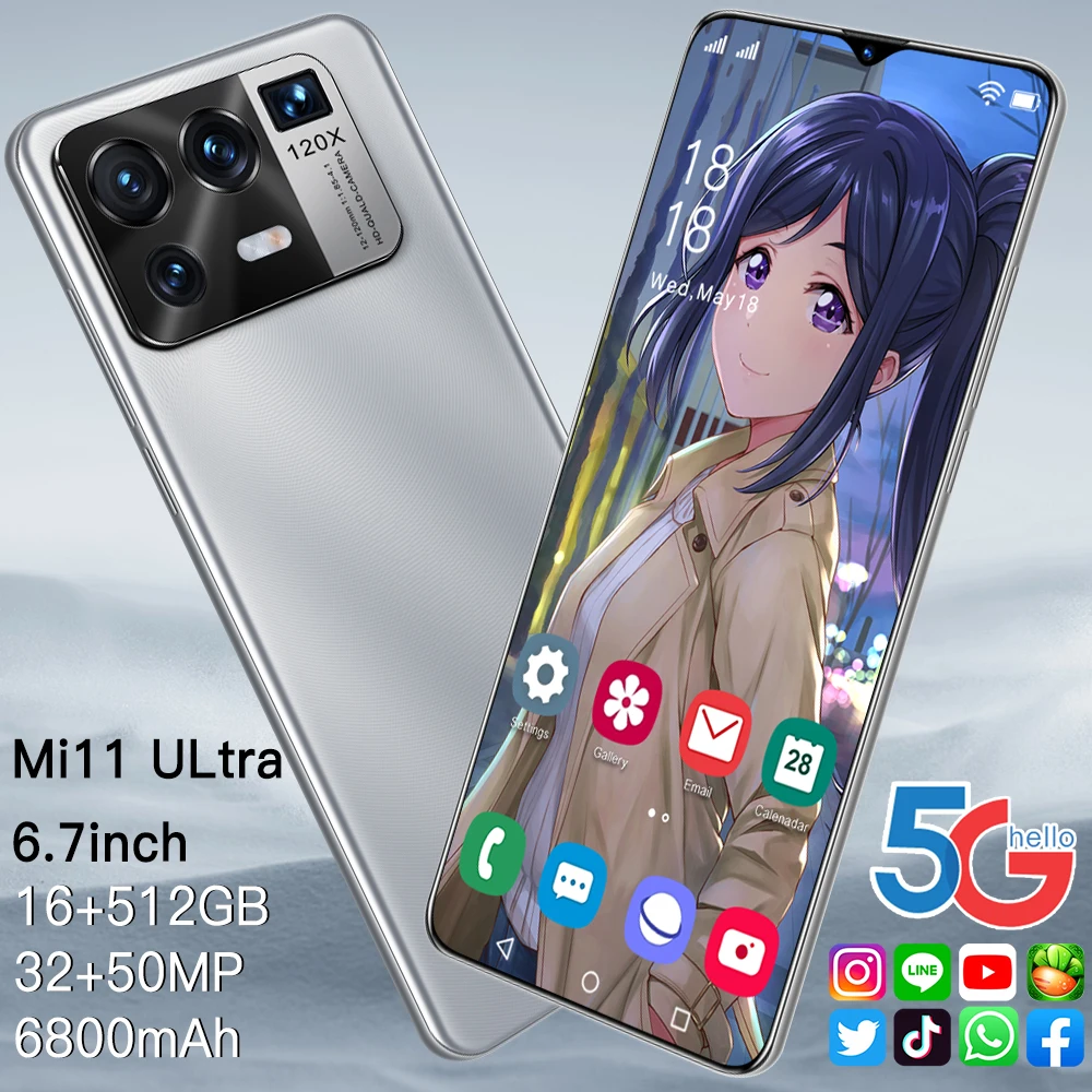 

Original Global Mi11 Ultra 6.7 Inch Smartphone HD Screen 6800mAh 16+512GB 50MP Camera Unlocked 5G Mobilephone Support Google GPS