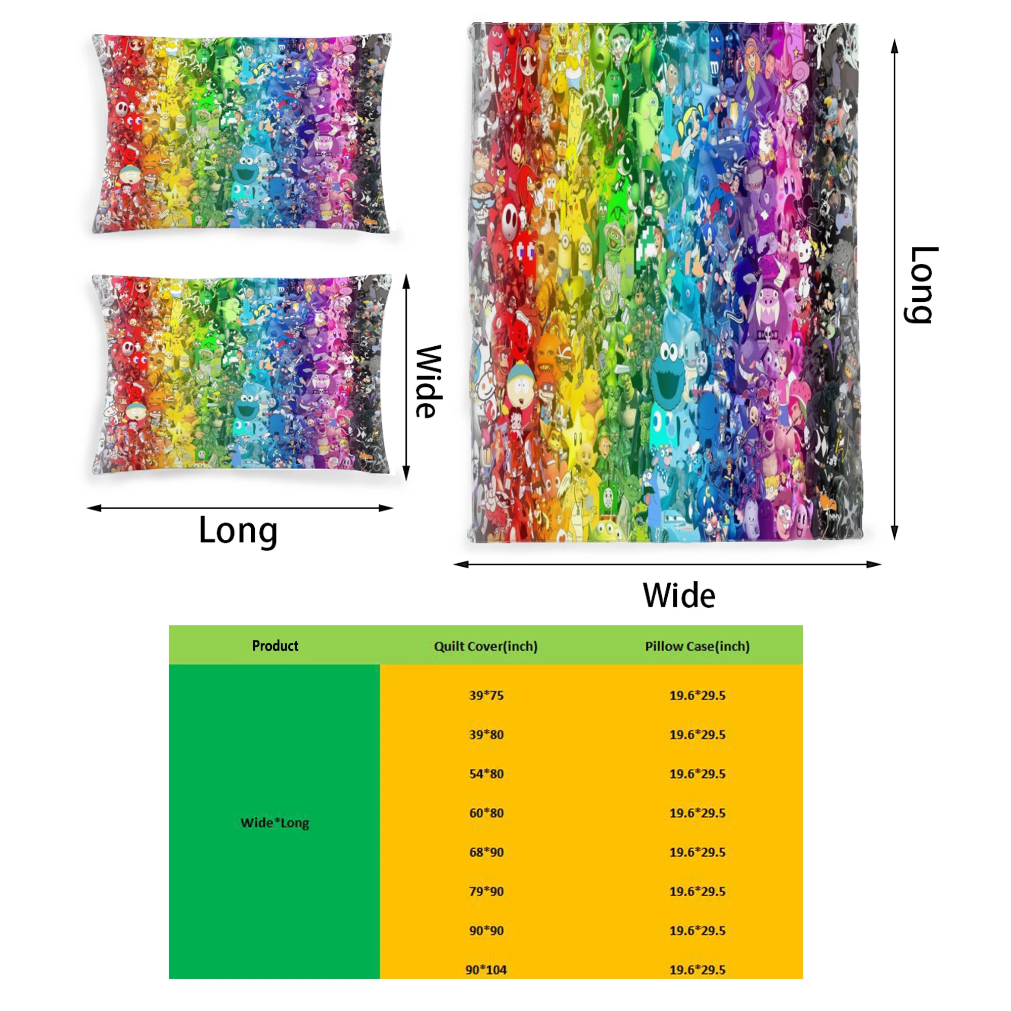 

Cartoon Character Graphic Printed Home Bedding Set Printing Polyester Quilt Cover Set 3 Pieces Quilt Cover Pillow Cover Set