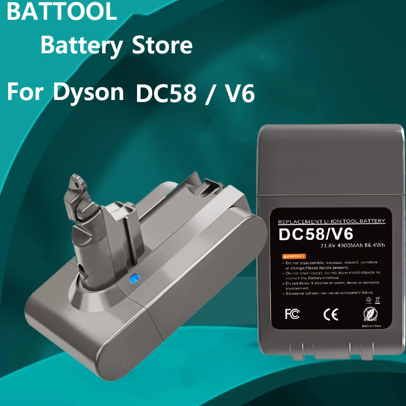 BATTOOL V6 4.0 21.6V battery for Dyson V6 DC62 DC58 DC59 SV09 SV07 SV03 Vacuum Cleaner Replacement battery Li-ion батарейки