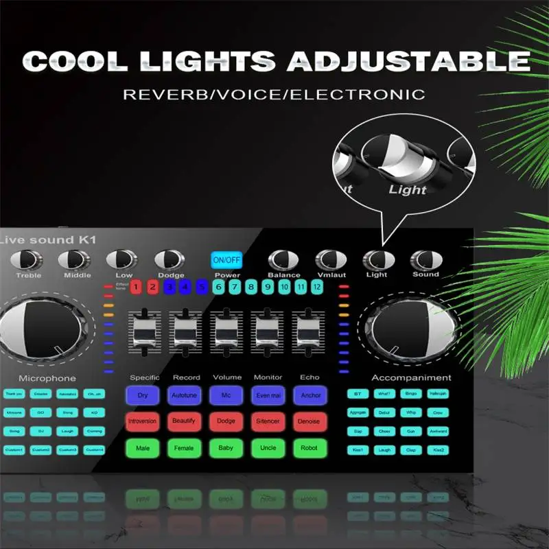 Профессиональная звуковая карта K1 оборудование для диджея Bluetooth светодиодный