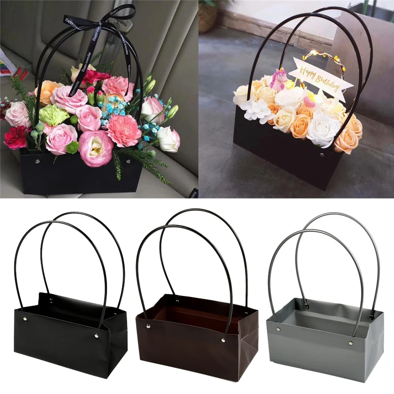 

Portable Flower Box Paper Handbag Gift Packaging Bag Florist Handy Flower Bags Wedding Party Favor Rose Storage Boxes