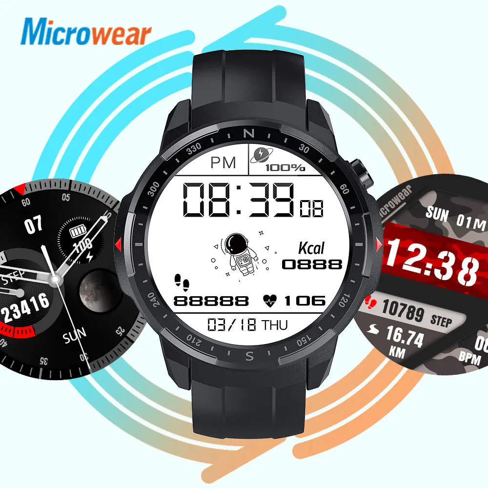 Microwear L20 Смарт часы Bluetooth Вызов IP68 монитор сердечного ритма во время сна