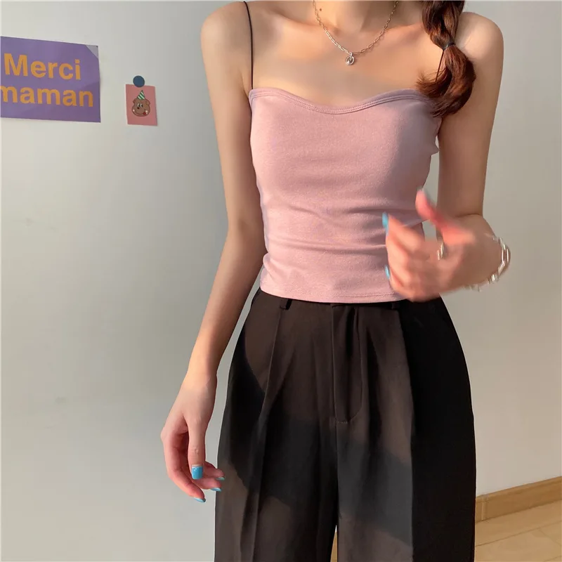 

2021 New Fashion Women Sexy Crop Tops Solid Summer Camis Women Casual Tops Vest Sleeveless Crop Tank Tops Blusas