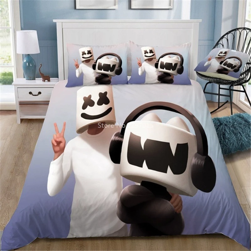 Популярный набор постельного белья DJ Marshmello с 3d принтом пододеяльник наволочка