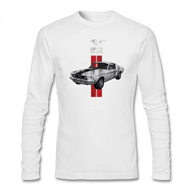

Mens tshirts Mustang 50 Years retro t-shirt Ford Car Logo pullover tees men long sleeve t shirt spring casual homme topshirt