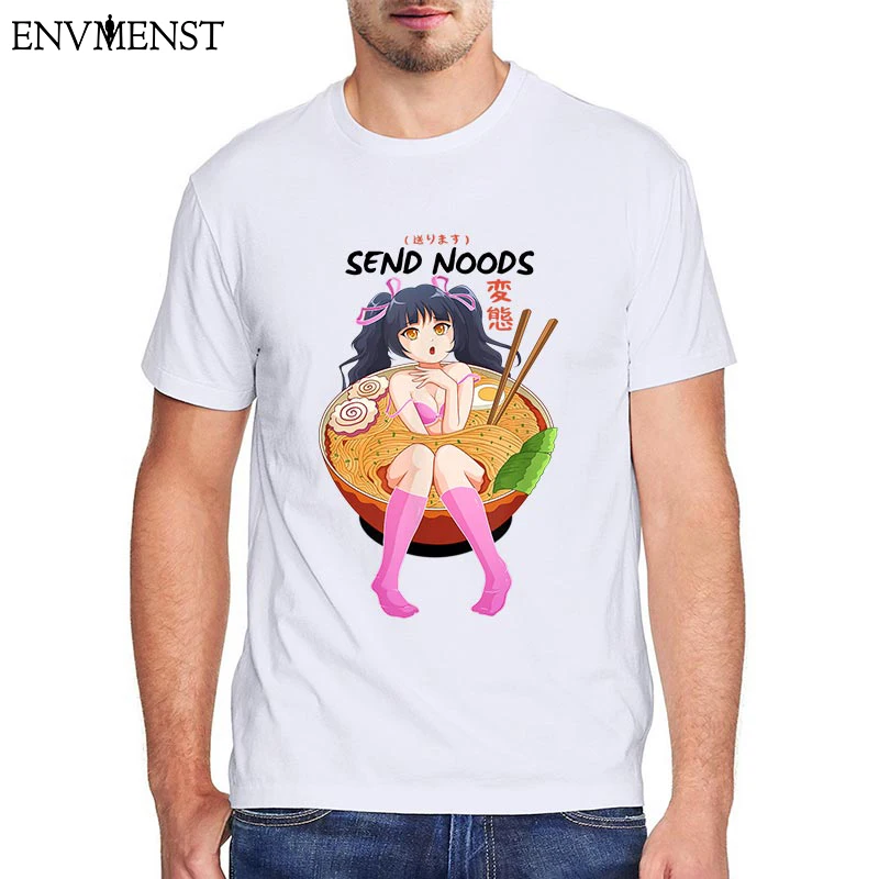

Funny Anime Girl Japanese Send Noods Mens Shirt cotton Ramen Noodle Bowl Mens T-Shirt Shabu Hentai Anime tops streetwear 3XL 5xl