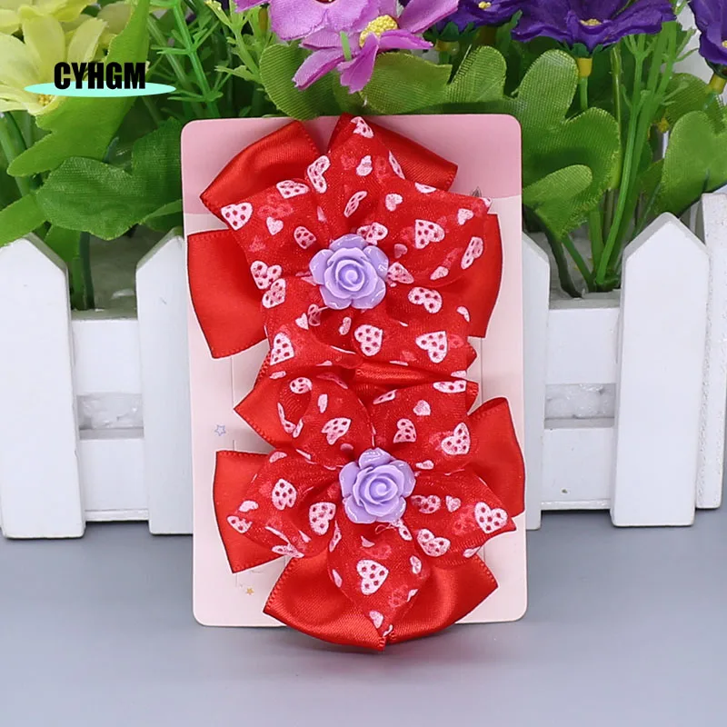 Оптовая продажа новые милые заколки для волос из шелковой ленты девочек