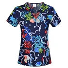 Брендовые Скраб Топы для женщин скрабы, Скраб Униформа из 100% хлопка с принтом Рождественская серия