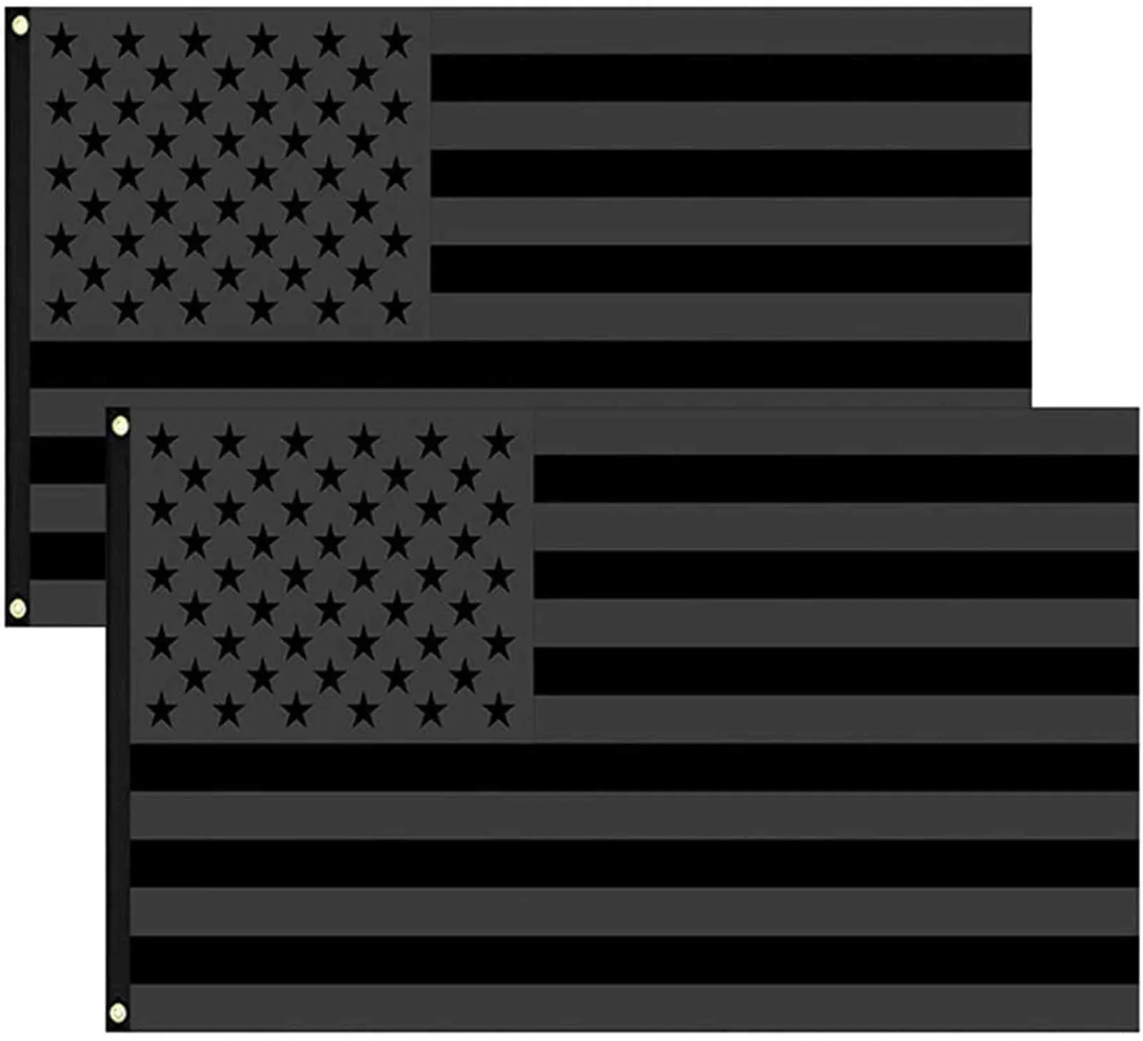 

2pc All Black American Flag 3x5 Ft Us Flag Brass Grommets Blackout Tactical Us Black Flag Heavy Duty Usa Flags American Banner