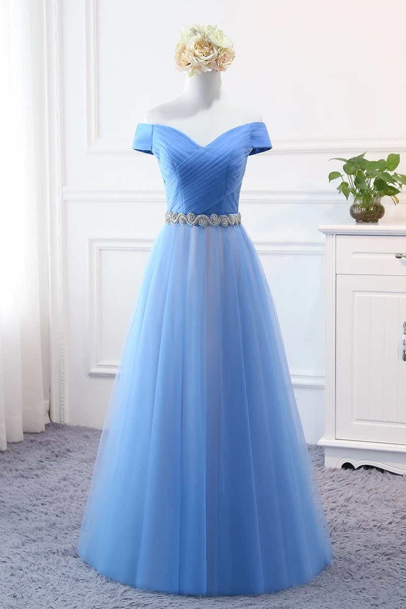 Sweet Memory Women Dusty Pink Grey Blue Mother of the Bride Dresses Crystal Waist robe de soiree C4348 | Свадьбы и торжества