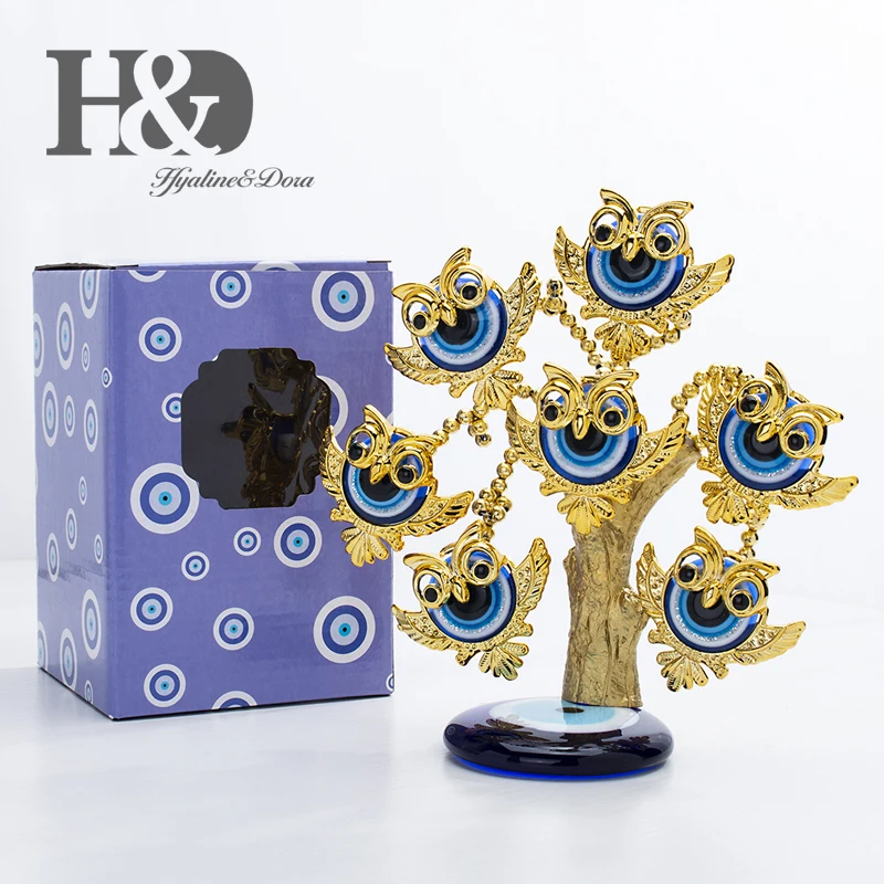 H& D Fengshui голубое сглаза дерево для защиты денег богатство достижения удачу Рождественский подарок домашний Декор Орнамент демонстрационная смола