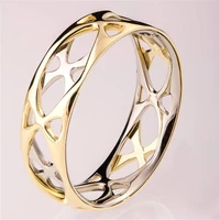 deluxe women 925 standard silver double layer gold plated hollowed out ring wedding engagement ring size 6 12