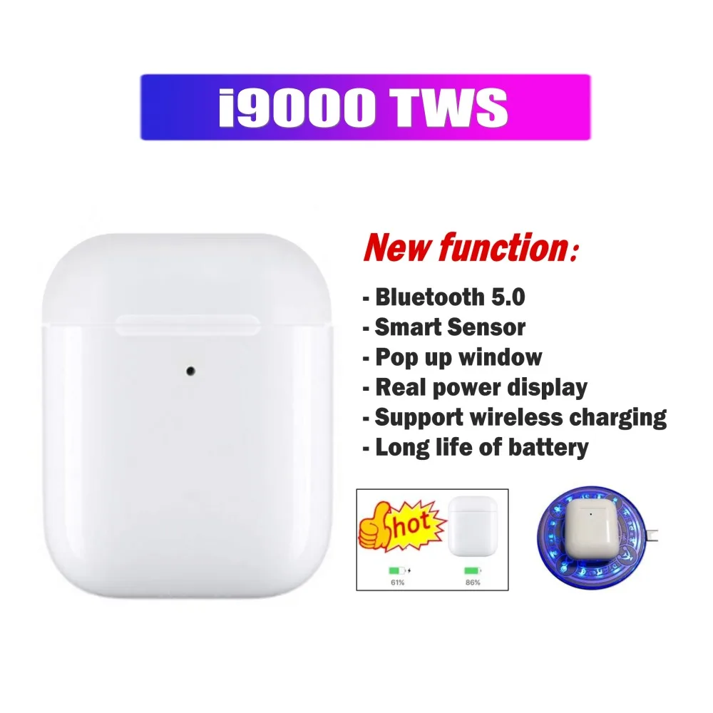 I9000 TWS, умные сенсорные беспроводные наушники, супер бас, Bluetooth 5,0, наушники PK AP2, i80, i500, i2000, TWS для iphone, xiaomi