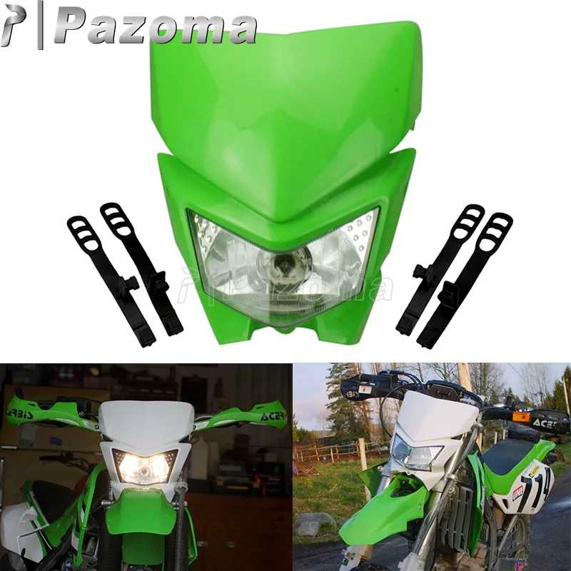 Для уличным Мотокросс двойной Спорт, обтекаемые фары для Kawasaki KMX KX KLX KLR KLE ZZR KDX 110 125 140 250 300 450 650 WR