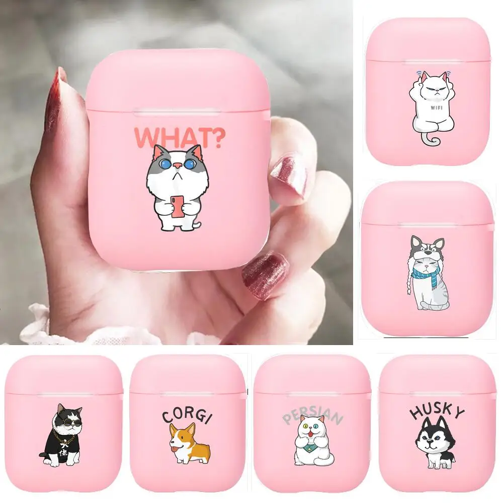 

Cute pet dog cat cartoon Silicone Bluetooth Wireless Earphone Case for AirPods Protective Cover Skin Accessories Pods Charging B