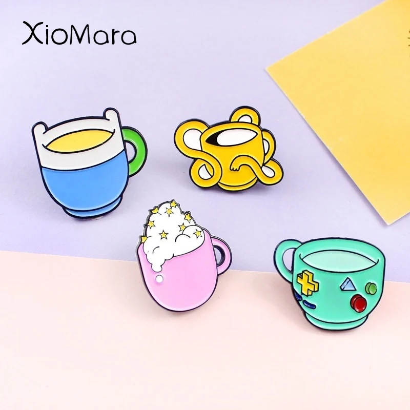 Супермилая красочная эмалированная брошь в виде мультяшной чашки принцессы для