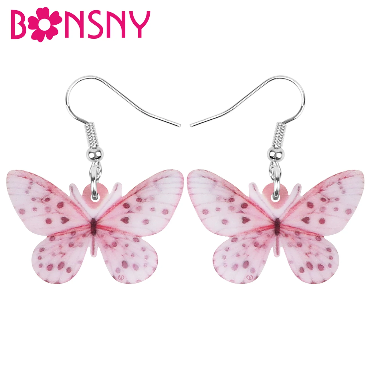 

Bonsny Acrylic Spot Pink Butterfly Earrings Funny Insect Animal Dangle Drop Jewelry For Women Kid Spring Fashion Gift Decoration