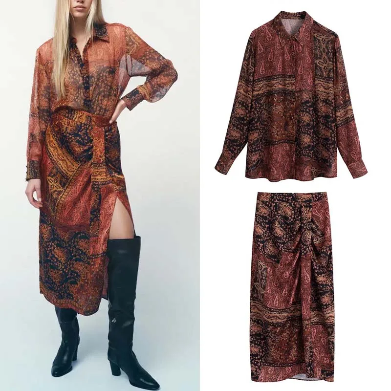 

Женский костюм-двойка с юбкой KUMSVAG, винтажный костюм из двух предметов, лето 2021