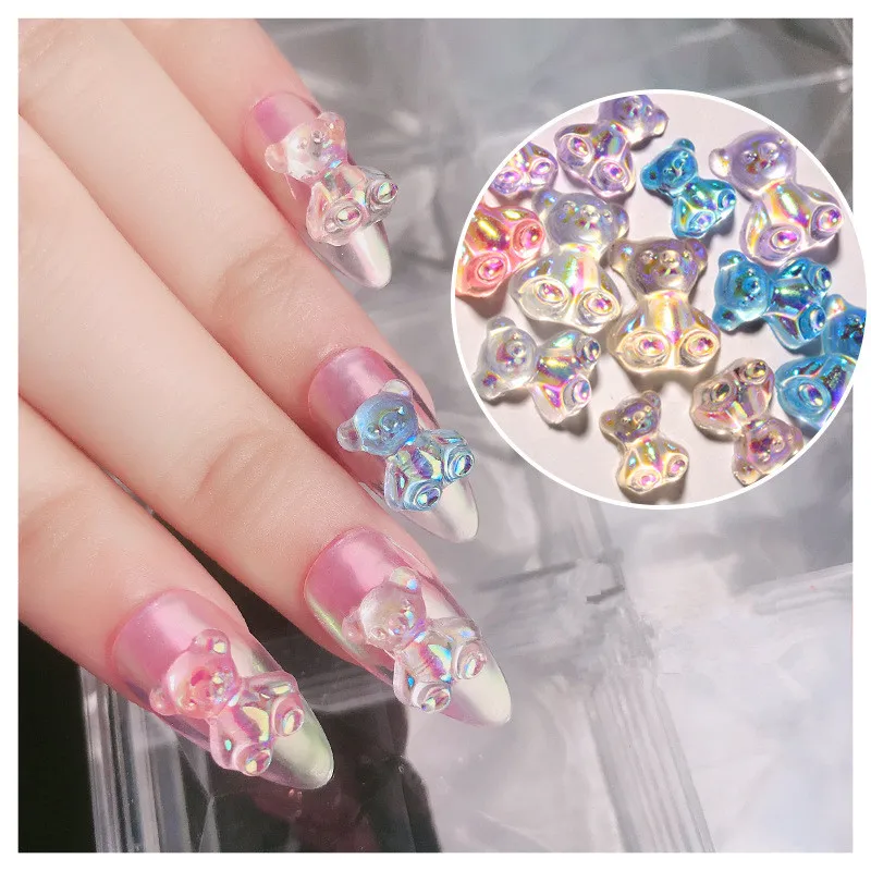 

6pcs Mixed 3 Size Cute Bear 3D Nail Art Decorations Fashion Nail Polish UV Gel DIY Ornaments Manicure Design Accessories