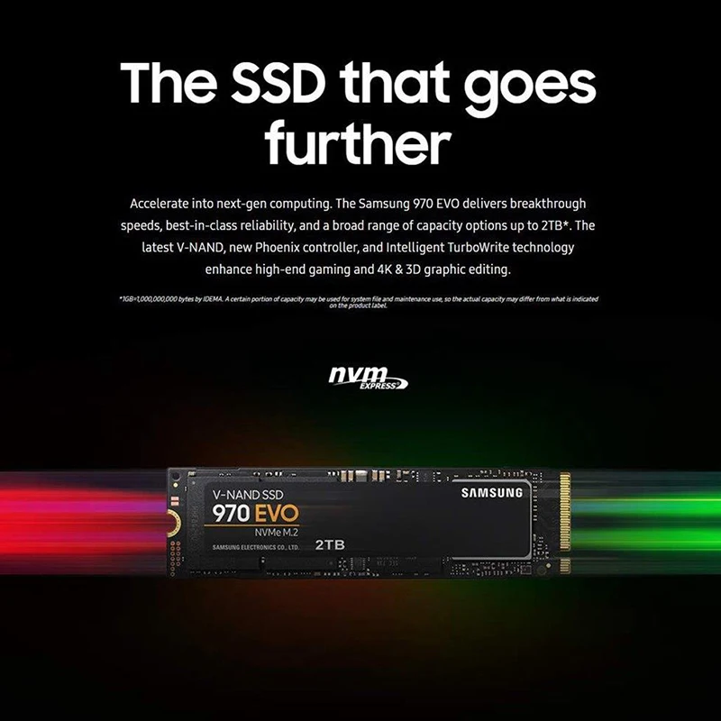 Samsung 970 EVO M.2 SSD 500GB 1 ТБ Внутренний твердотельный диск HDD жесткий дюймовый ноутбук