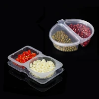 20pcs disposable sauce box double grid transparent plastic boxes 140ml 100ml seasoning packing box olive oil chili cup with lid