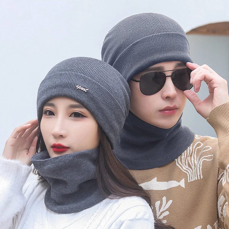 

Зимняя облегающая шапка, стандартная теплая трикотажная зимняя шапка и шарф с толстой флисовой подкладкой для мужчин, женщин и мужчин