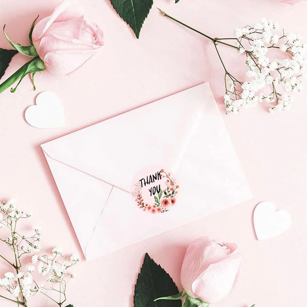 

500Pcs Seal Sticker Thank You Sticker Flower Handmade Crafts Decoration Sticker Festival Birthday Party Gift Decorations Labels