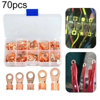 70pcsbox copper tube terminals battery welding cable lug ring crimp connectors kit electrical wire cable accessories