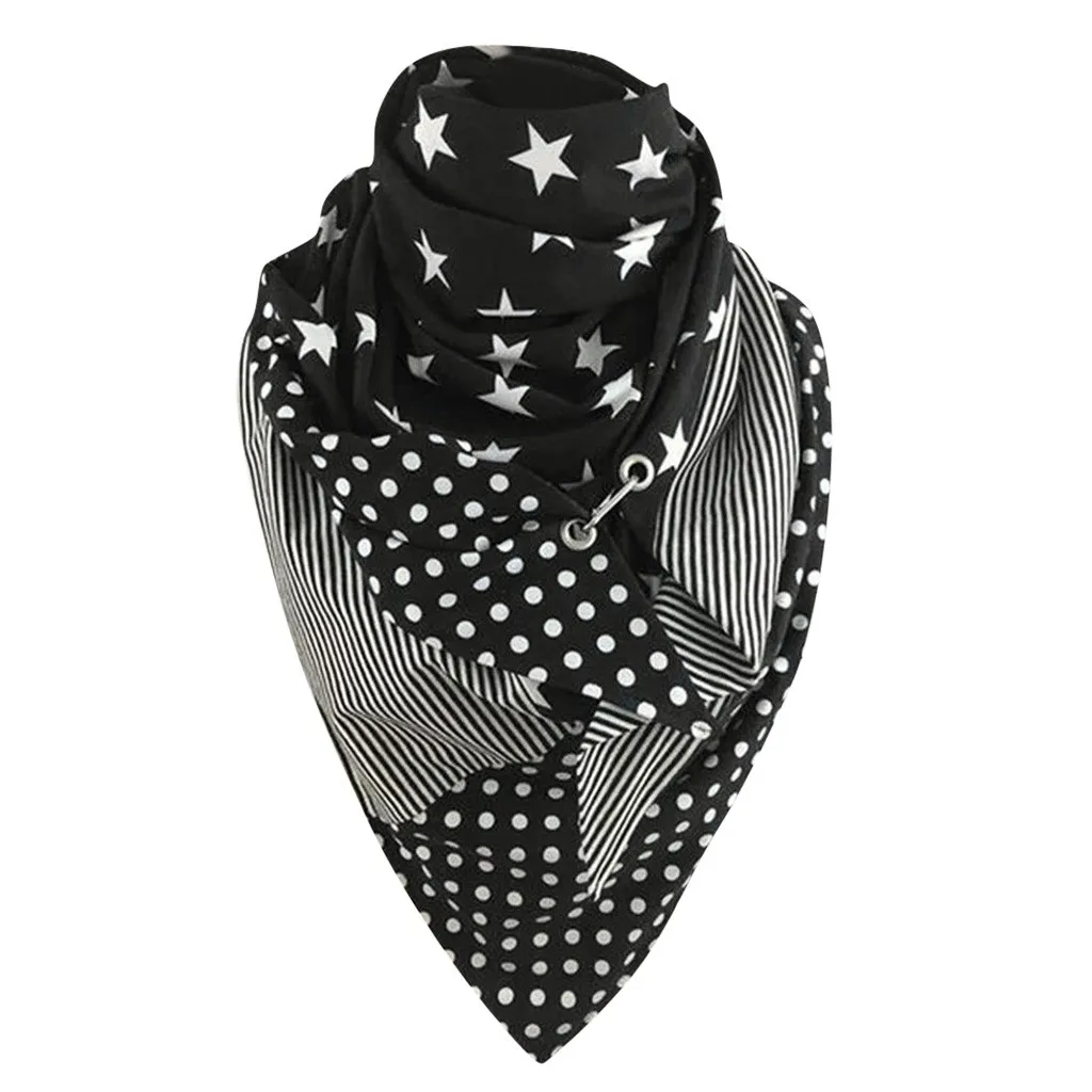 

Fashion Women Soild Star Printing Button Soft Wrap Casual Warm Scarves Shawls 2020 trendy new outfits