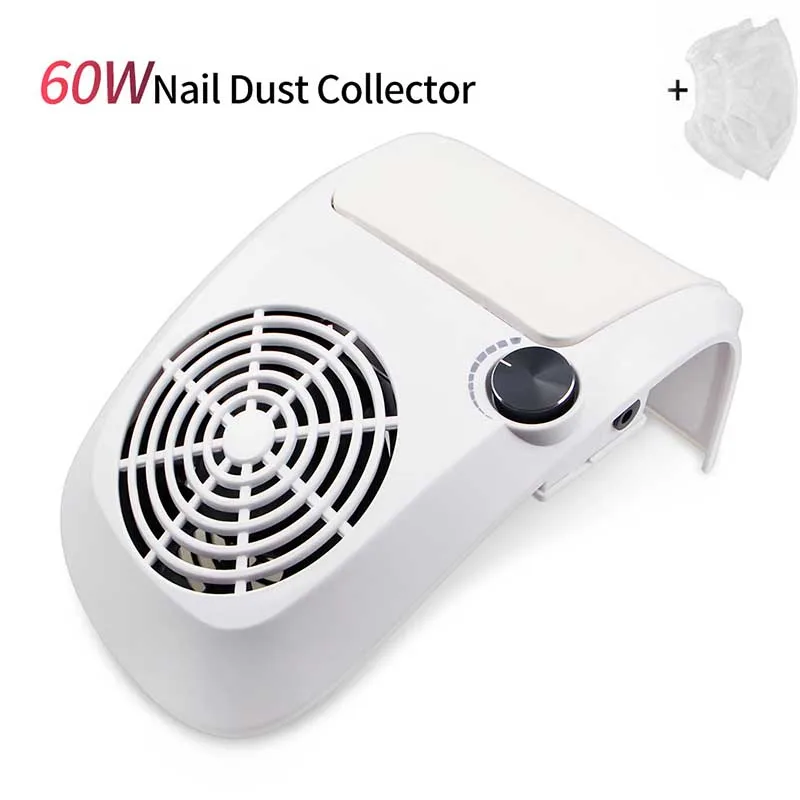 60 Вт Мощный коллектор для всасывания пыли с ногтей пылесос 2 мешка сбора
