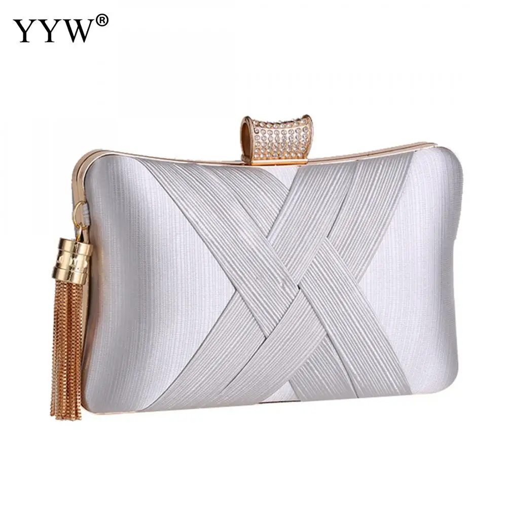 Зеленый женская сумка с элегантной кисточкой Шелковый Вечеринка клатч сумочка