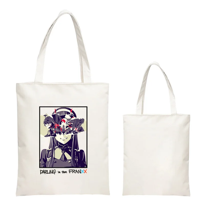 

Darling In The Franxx Shopper Bag Anime Cosplay Zero Two Cute Sweet Print Canvas Handbag Casual Women Girl Shoulderbag 2021