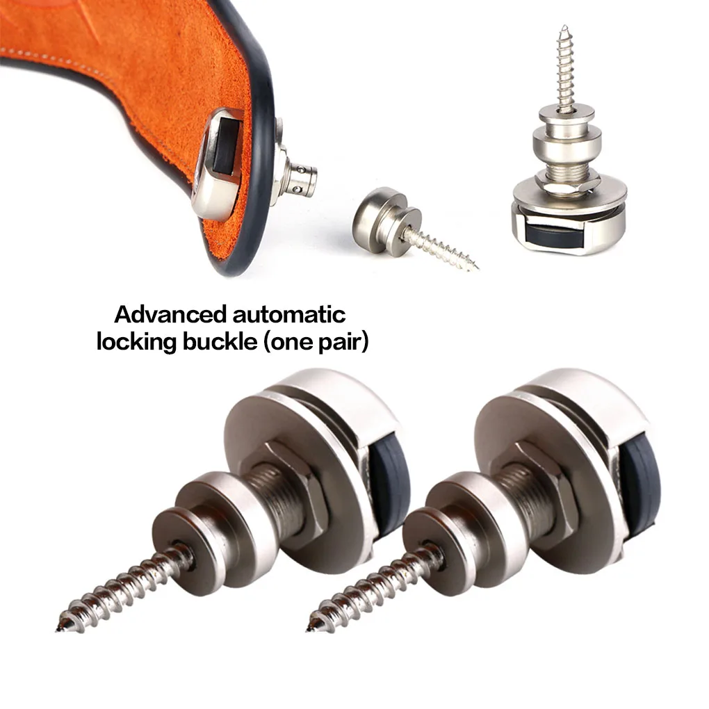 

1 Pair Guitar Strap Locks Peg Pins Copper Alloy Guitar Strap Mount Flat Head Buttons Accessories