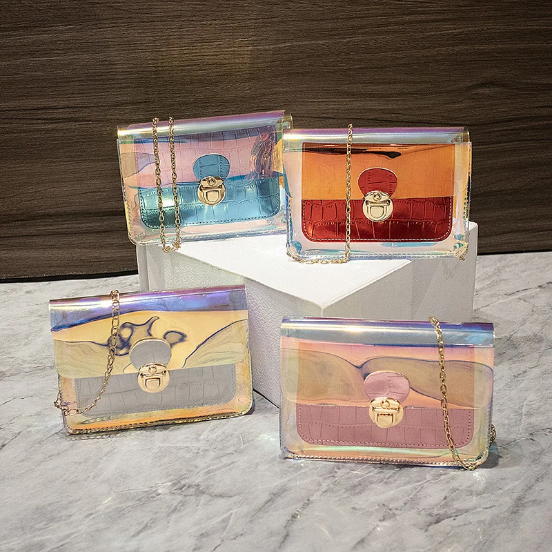

La MaxZa 2021 Trend Korean Women Laser Transparent Bags Crossbody Shoulder Summer Bags Messenger PVC Waterproof Beach Totes