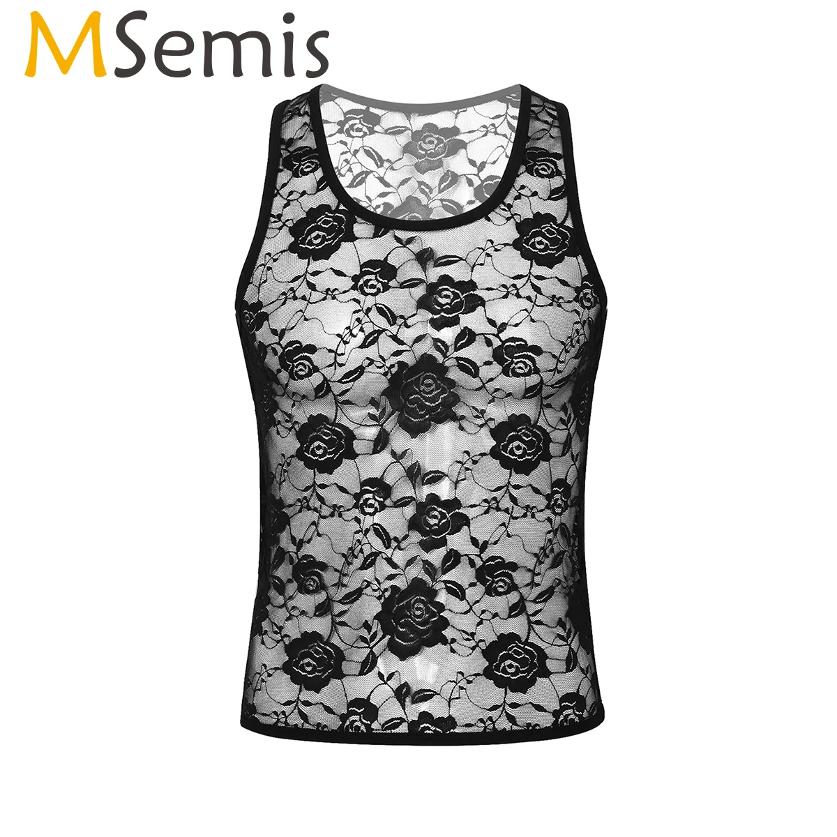 Мужская футболка без рукавов с цветочным кружевом|Резервуары| |