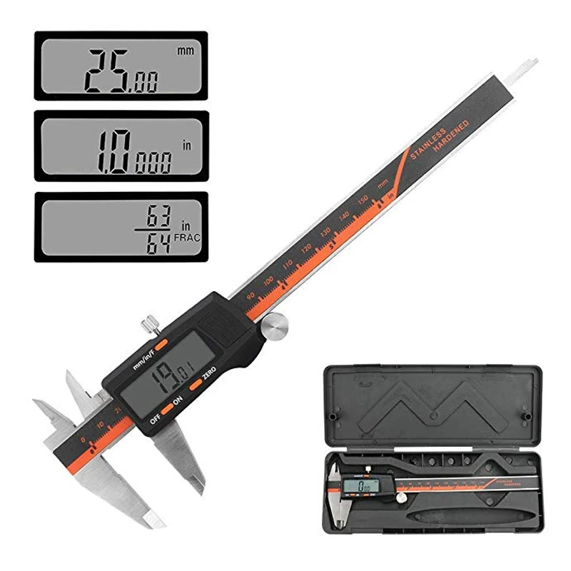 Электронный цифровой штангенциркуль с монитором дюйма/мм/фракций ЖК экран 150 мм