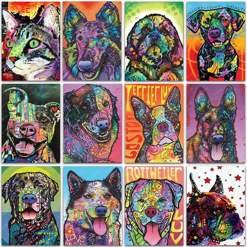 

Набор для алмазной живописи 5D «сделай сам», вышивка крестиком из квадратных и круглых страз с изображением собак, кошек, Хаски, мозаика для д...
