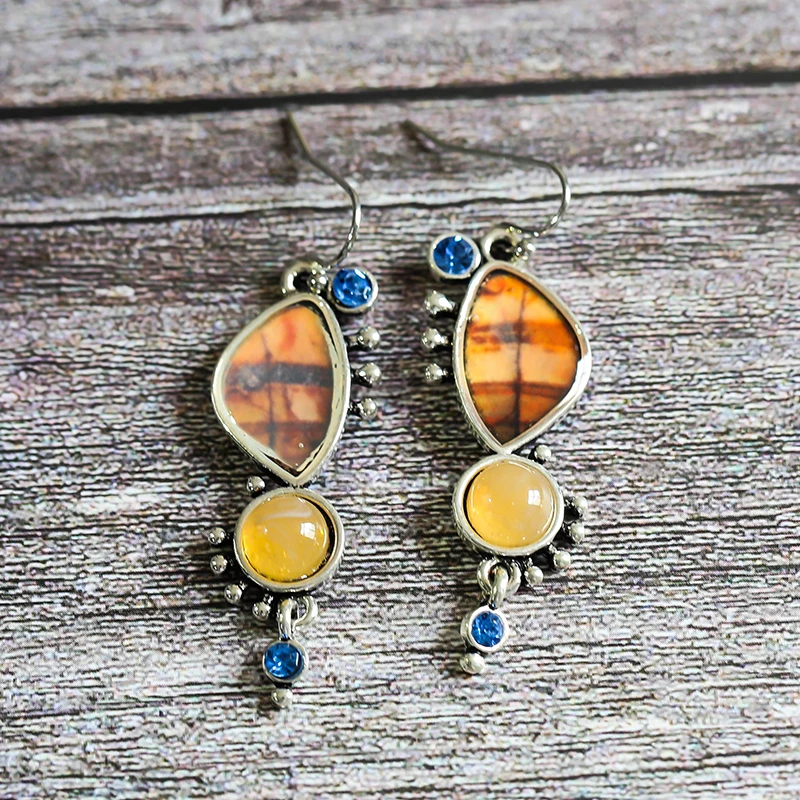 

Vintage Irregular Yellow Brown Drop Earrings Fashion Shell Long Resin Dangle Earring Jewelry Aretes De Mujer Modernos 2020