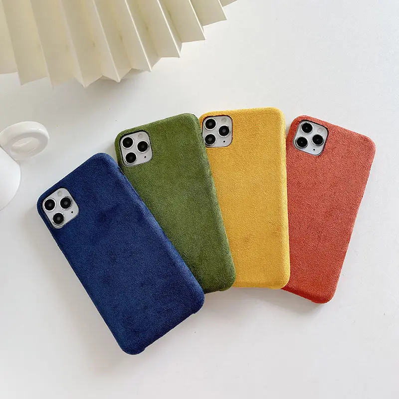 

Flannel Solid Color Phone Case for IPhone13 12 11promax 7 8 XR XS Fashion Silicone High Quality Anti-fall Cases Cover