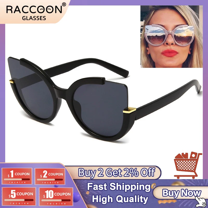 

New Summer Fashion Semi-Rimless Cat Eye Sunglasses Pink Transparent Men Women Sun Glasses Vintage Style Eyewear Uv400 Protection