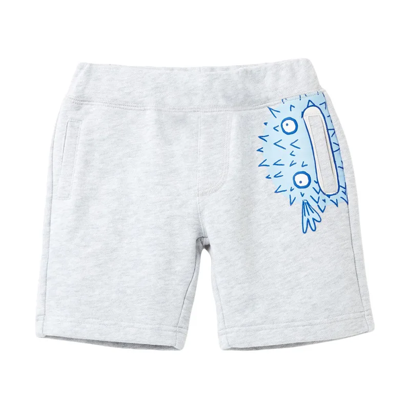 

Summer Children Shorts Cotton Solid Elastic Waist Boys Print Fashion Sports Toddler Beach Clothing for Kids 2 3 4 5 6 7 Years