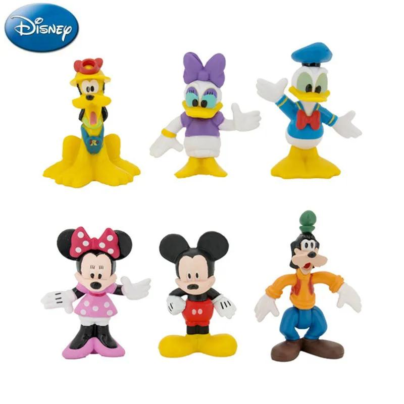 

6 шт./компл. Disney Микки, Дональд Дак Goofy Брюс Минни 6 шт. набор кукол ручное украшение детские игрушки аниме фигурки